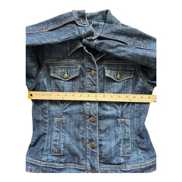 Level 99 Denim Jacket Women Small Cropped Jean Button Front Western Cowgirl Boho - Picture 6 of 12